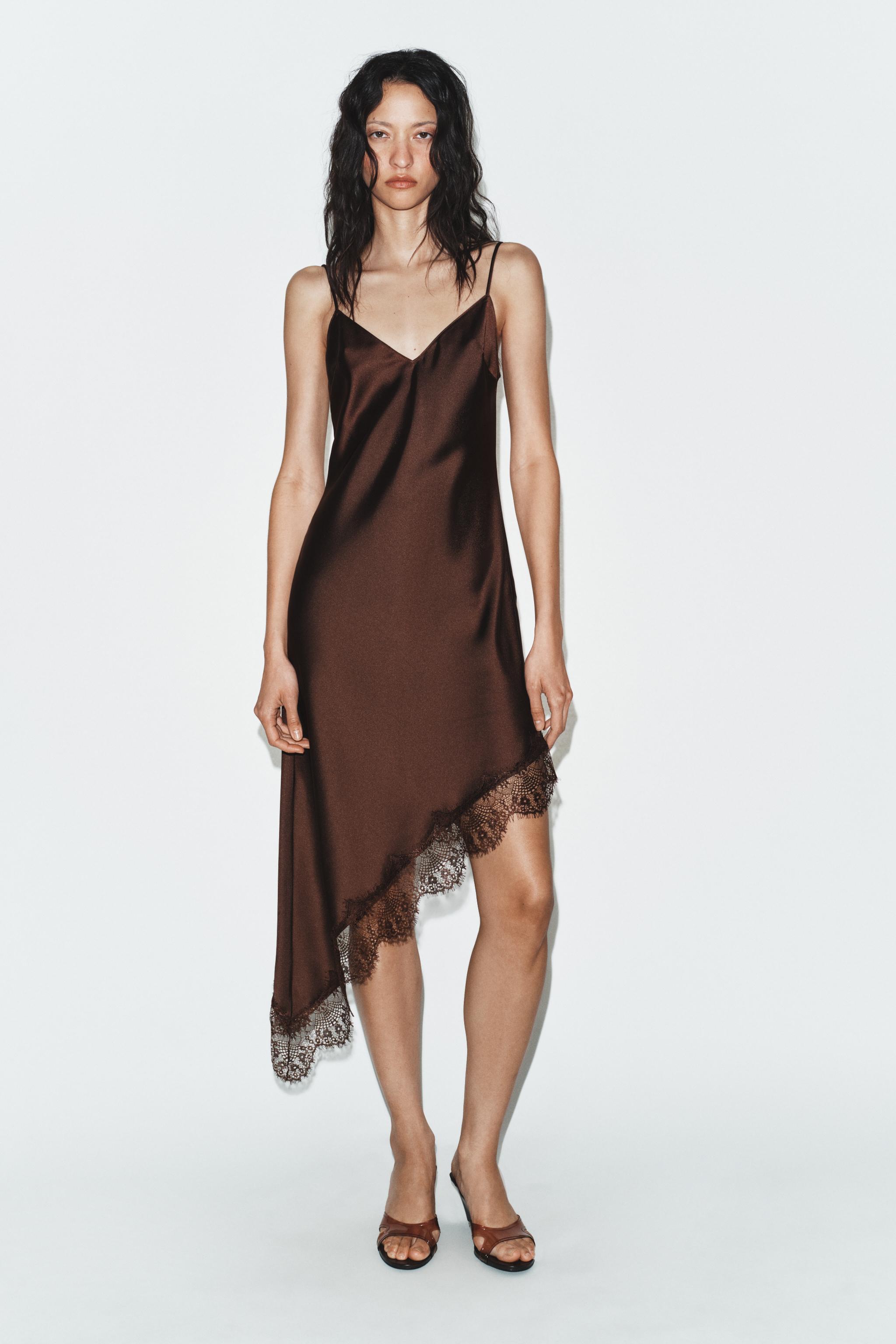 SATIN EFFECT LACE DRESS